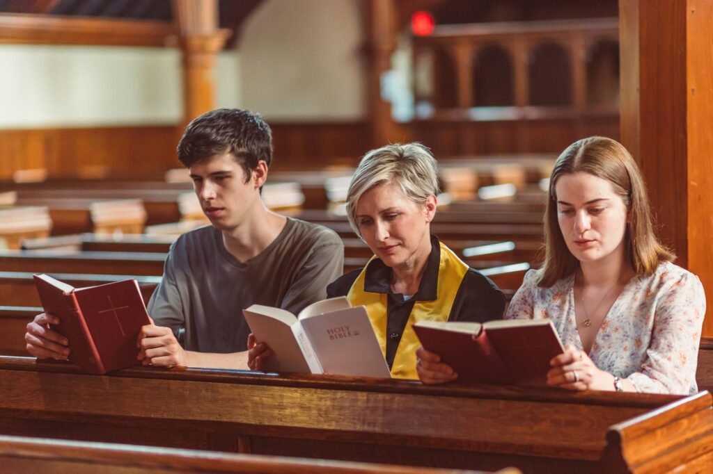 A group studying the Bible together, sharing insights and wisdom from God's Word