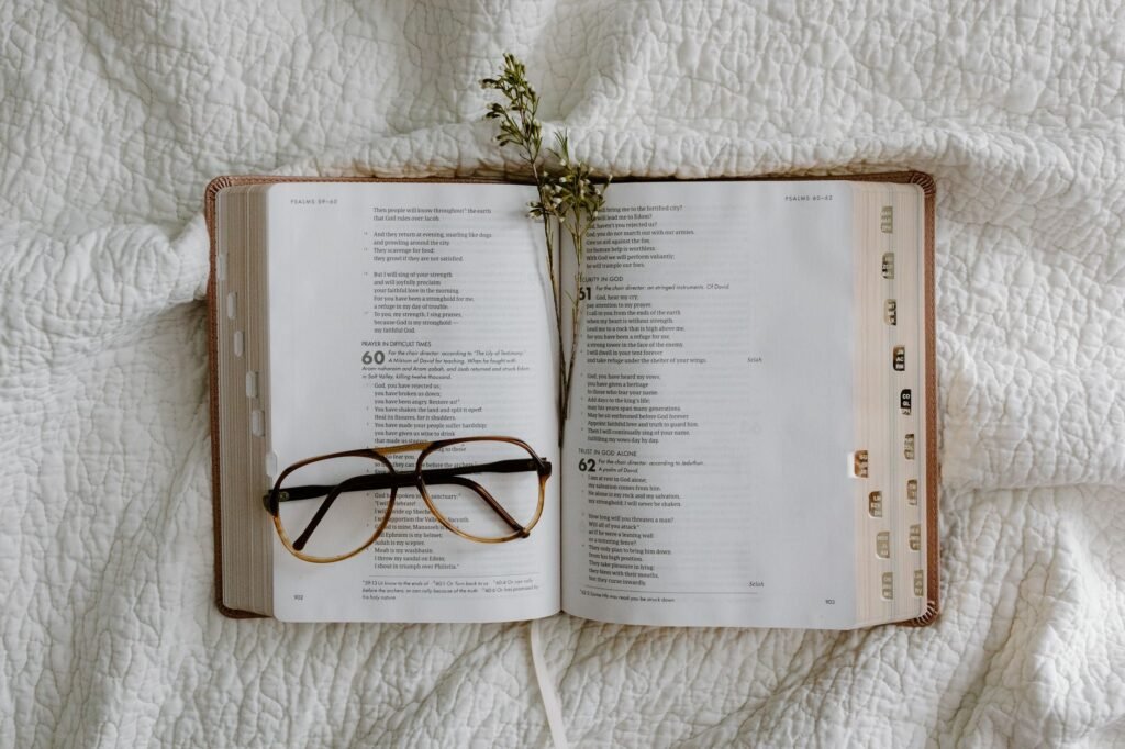 A serene moment with an open Bible, inviting reflection and prayer amidst fear